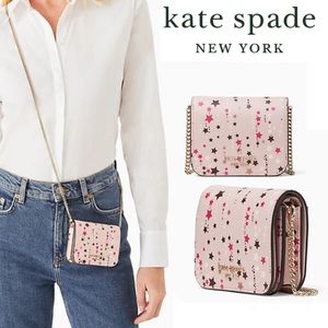 kate spade New York Staci Crossbody Card Case on a Chain mini purse star print